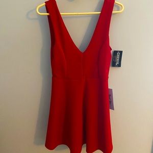 Red v neck shirt dress